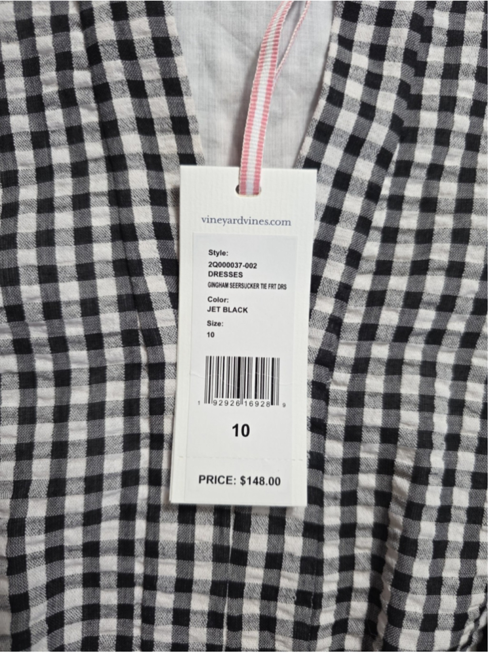 Vineyard Vines Gingham Seersucker Dress 10 Preppy Coastal Romantic NWT $148 - Picture 9 of 15